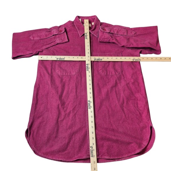 VTG LL Bean Shirt Red Chamois Cloth Heavy Long Sleeve Pockets USA Mens 16.5 Tall - Picture 4 of 5